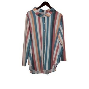LULAROE Valentina pink pastel colors Vertical Stripes top plus size 2x xxl
